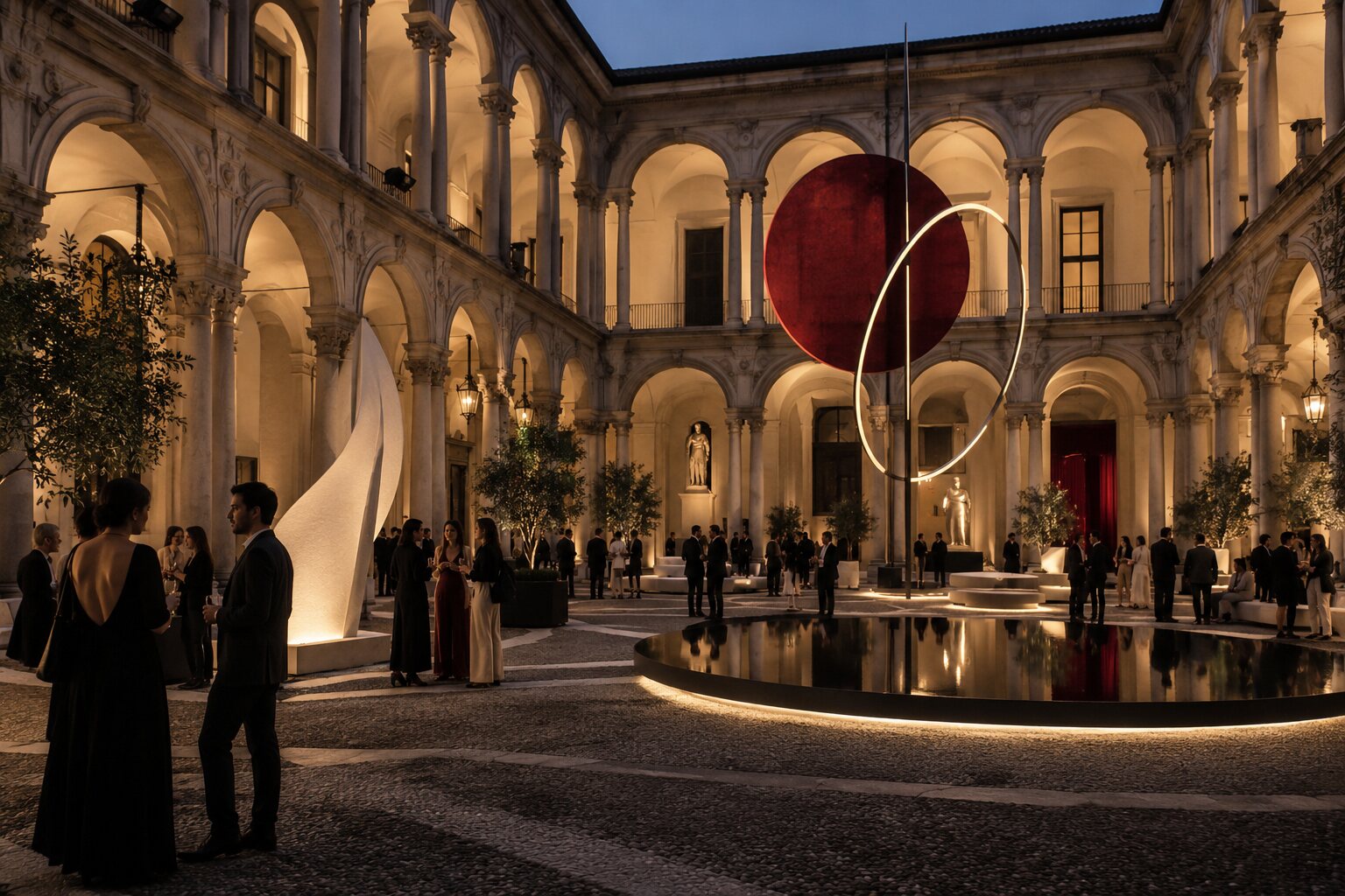 Contemporary design exhibition in an elegant Milan courtyard
