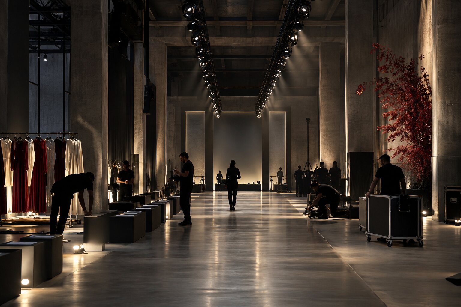 Fashion presentation production inside a contemporary Milan venue
